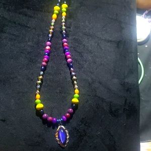 Mood changing pendent on semi precious store necklace